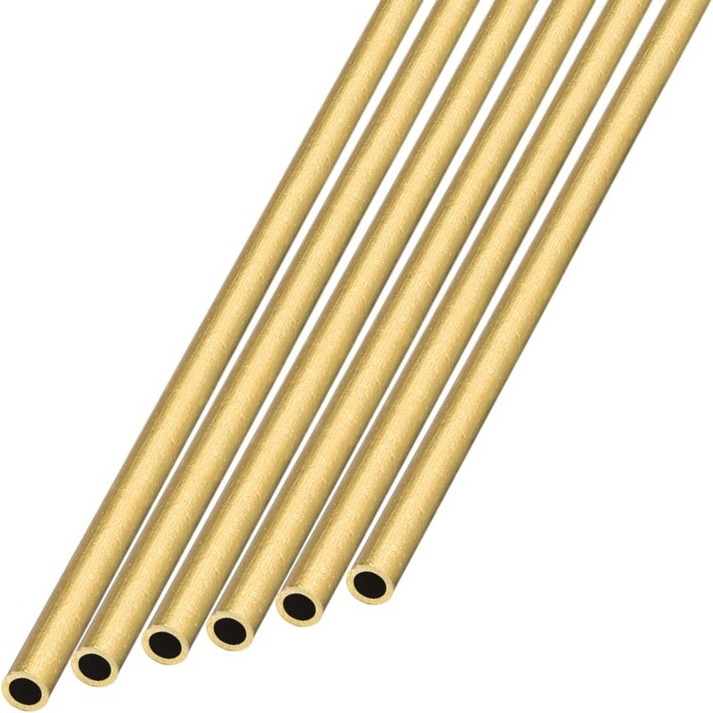 METALLIXITY Brass Tube (1.2mm OD x 0.2mm Wall T x 300mm L) 6Pcs, Straight Tubing - for Home Furnishing, Machinery, DIY Handicraft - Image 1